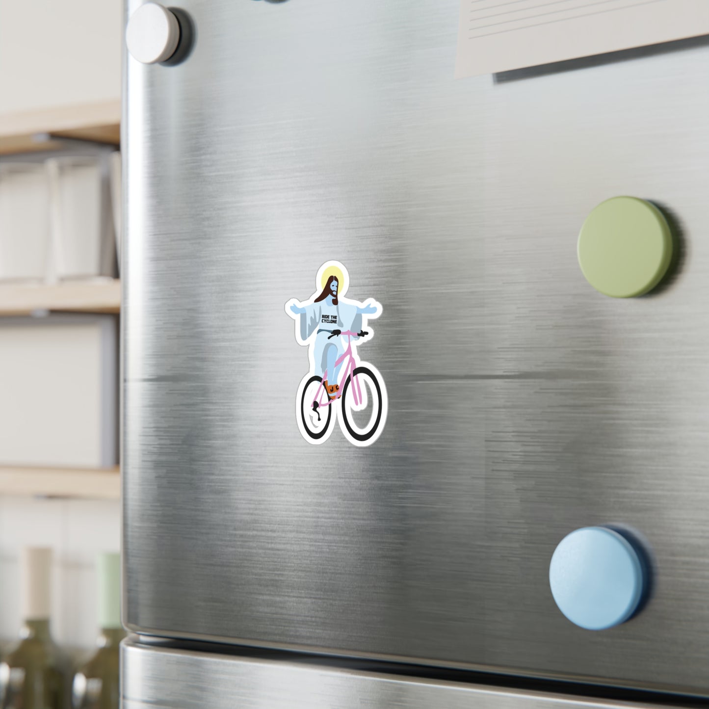 RIDE THE CYCLONE Vinyl Decal - "Jesus Christ on a Bike" Sticker
