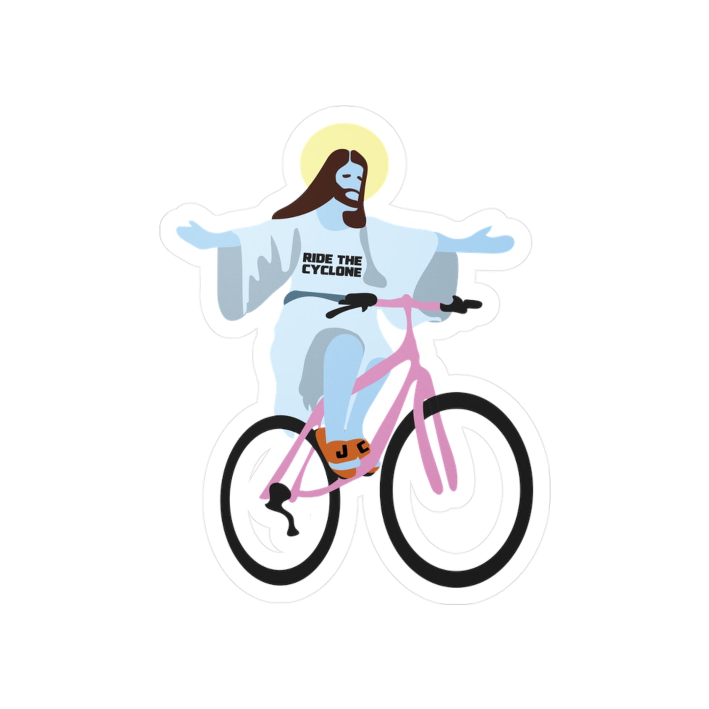 RIDE THE CYCLONE Vinyl Decal - "Jesus Christ on a Bike" Sticker