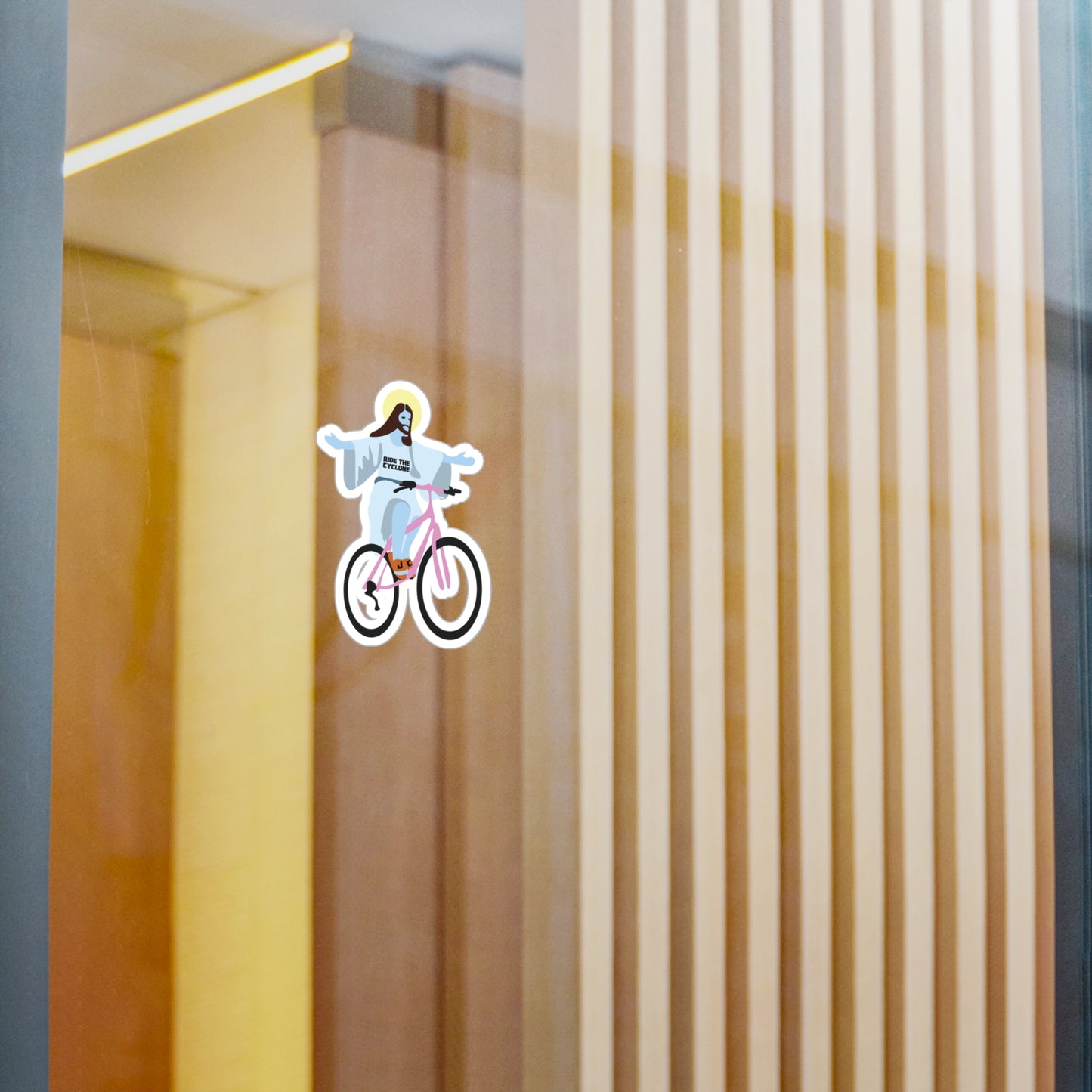 RIDE THE CYCLONE Vinyl Decal - "Jesus Christ on a Bike" Sticker