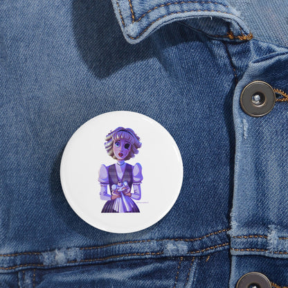 RIDE THE CYCLONE, Jane Doe Button Pin - Cute Retro Design for Jackets & Bags