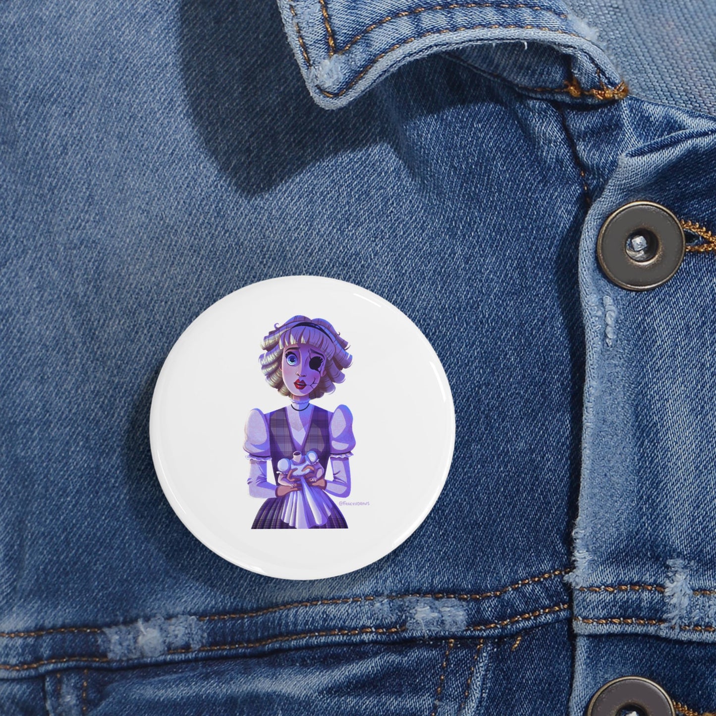 RIDE THE CYCLONE, Jane Doe Button Pin - Cute Retro Design for Jackets & Bags
