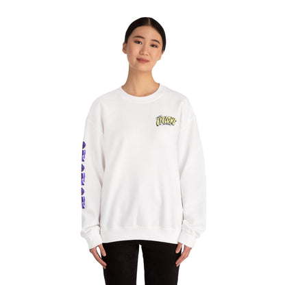 RIDE THE CYCLONE, Jane Doe on sleeve, Heavy Blend Crewneck Sweatshirt