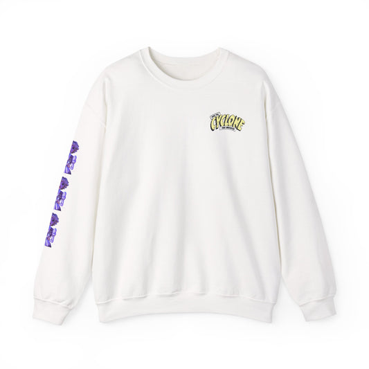 RIDE THE CYCLONE, Jane Doe on sleeve, Heavy Blend Crewneck Sweatshirt