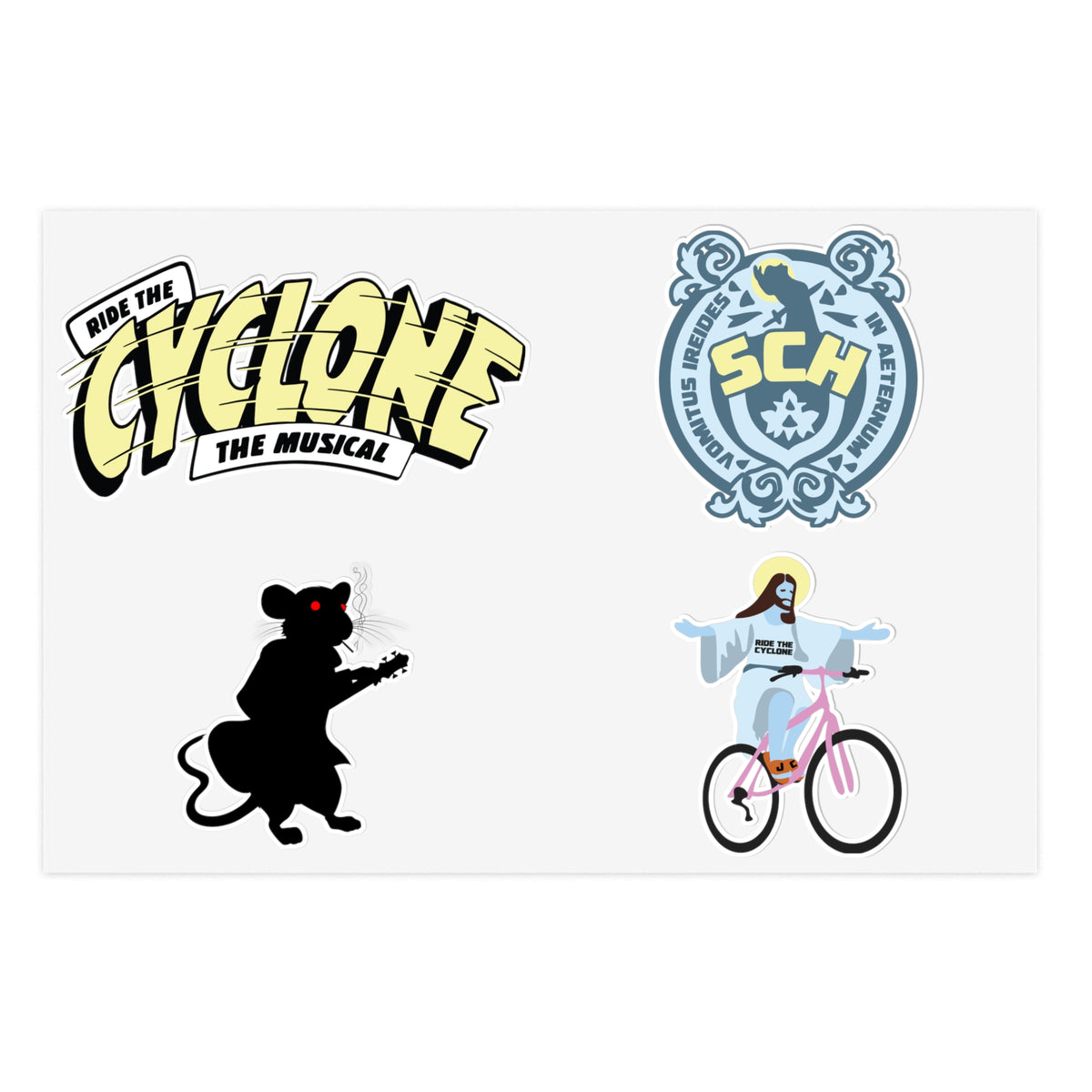 Sticker Sheets - Ride the Cyclone Logo, Virgil the Rat, Saint Cassian ...