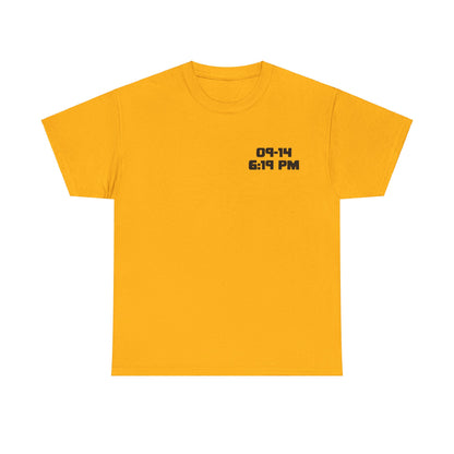 RIDE THE CYCLONE, 09-14-6:PM, BLACK LETTERS, Unisex Heavy Cotton Tee